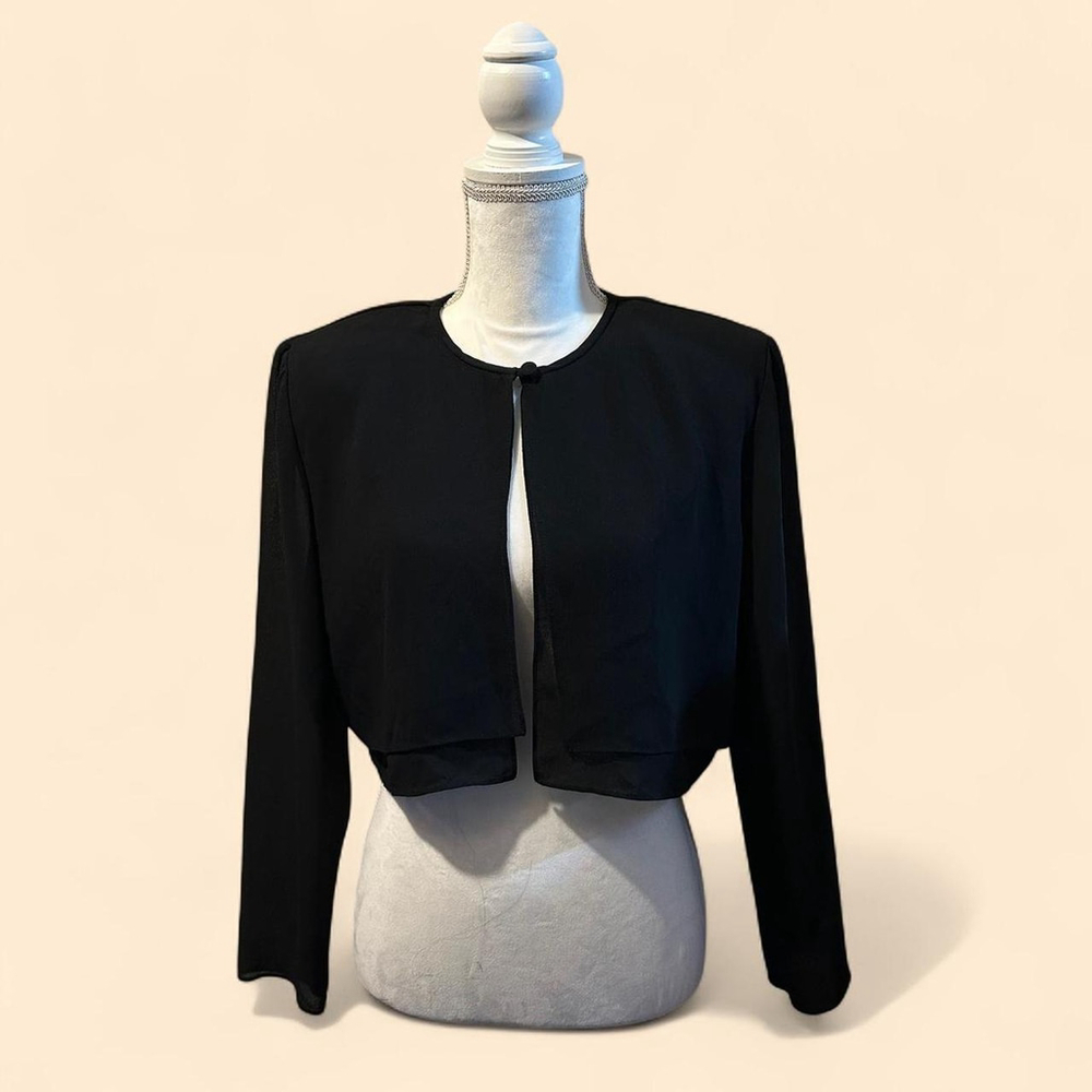 Vintage After Dark Black Cropped Open-Front Long Sleeve